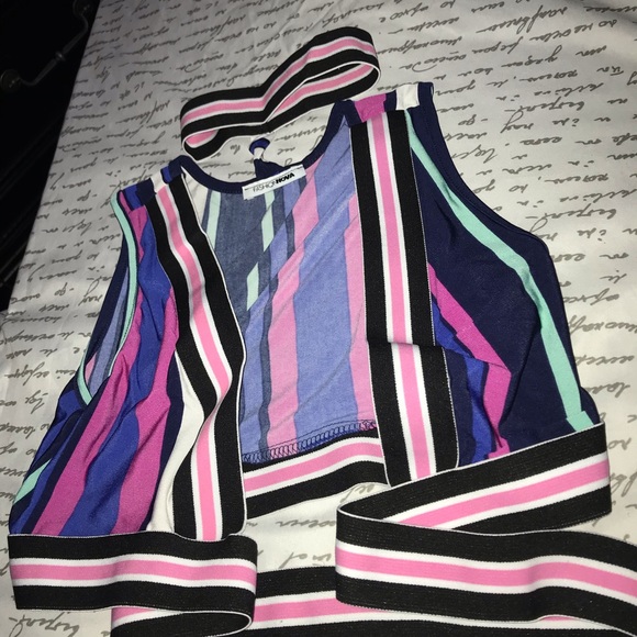 Sexy stripped 2 piece set blue/pink - Picture 7 of 8